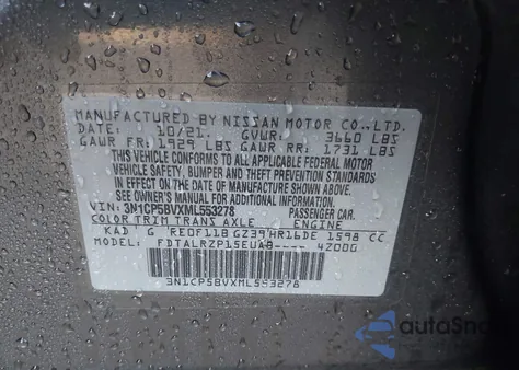 2021 Nissan Kicks S Xtronic Cvt from USA, damaged, VIN 3N1CP5BVXML553278
